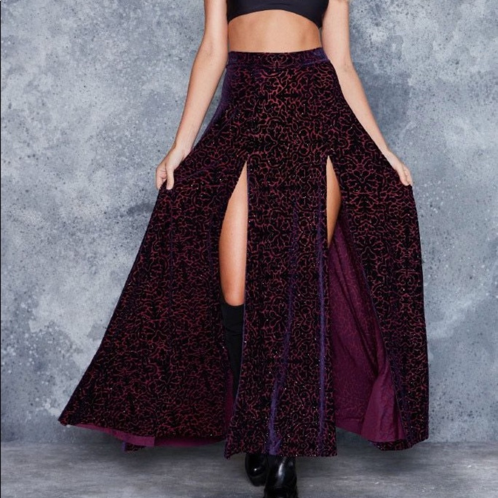 BNWT Blackmilk BurnedVelvetRoyalSparkleSplitSkirt